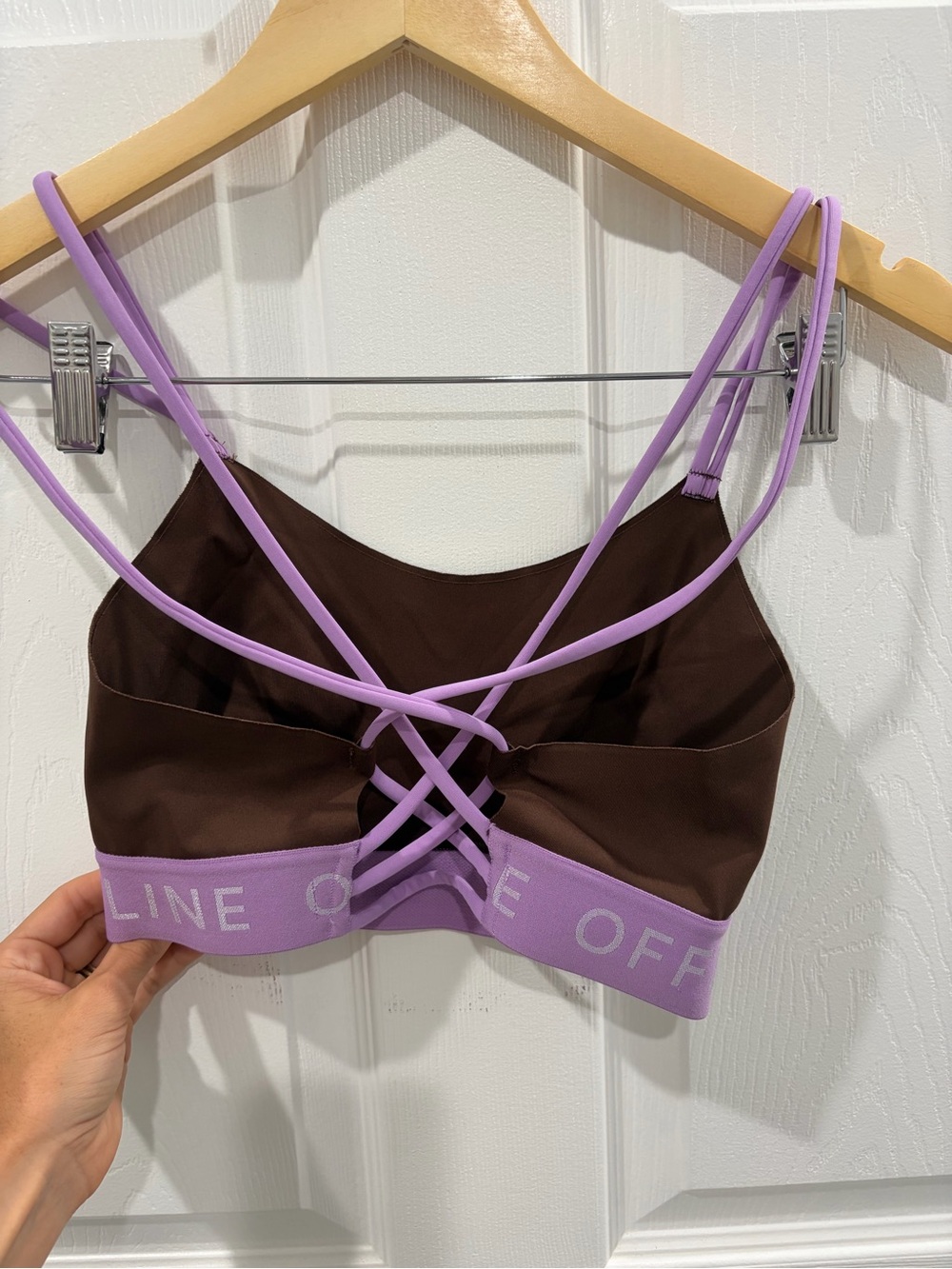 aerie Brown & Lavender Colorblock Leggings with Strappy Sports Bra - Picture 3 of 5